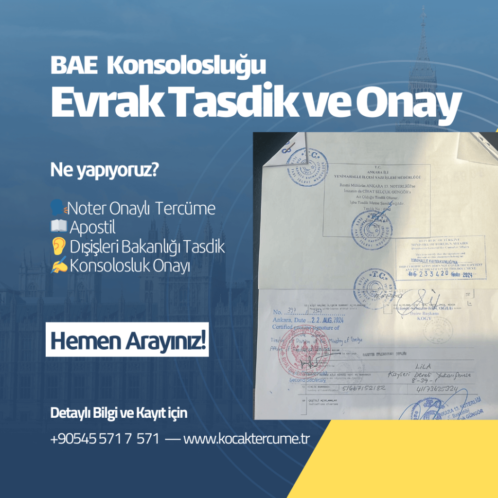 Birleşik Arap Emirlikleri Evrak Tasdik İşlemleri