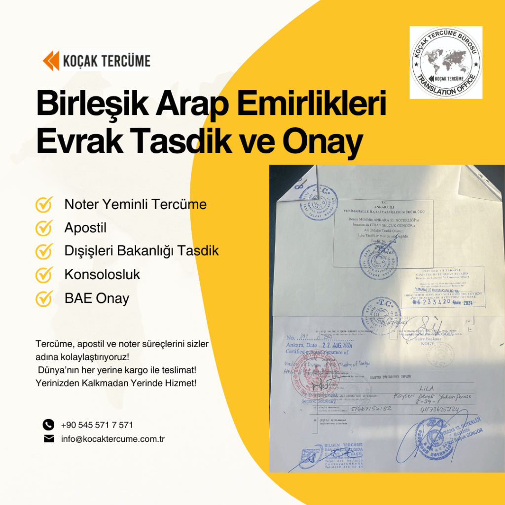 Birleşik Arap Emirlikleri Evrak Tasdik İşlemleri