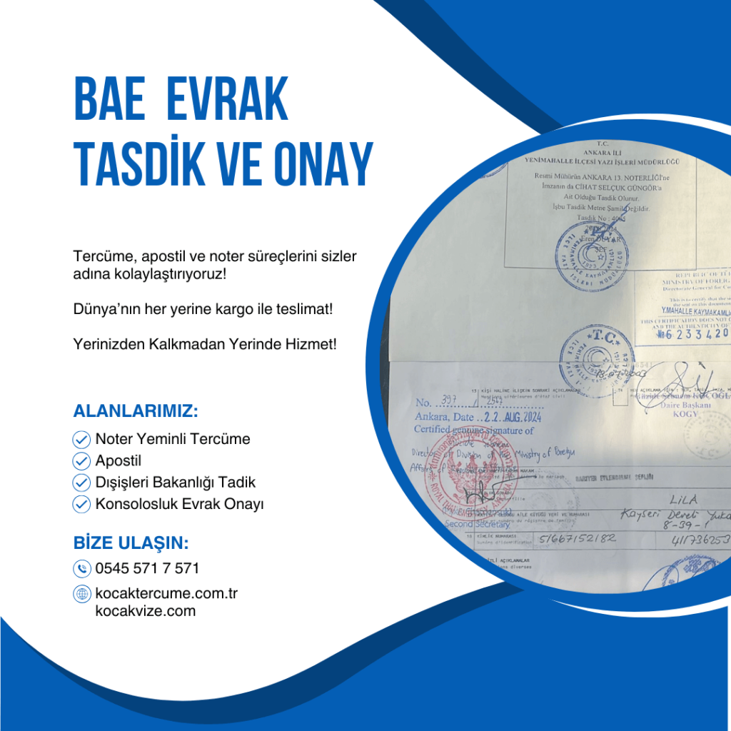 Birleşik Arap Emirlikleri Evrak Tasdik İşlemleri